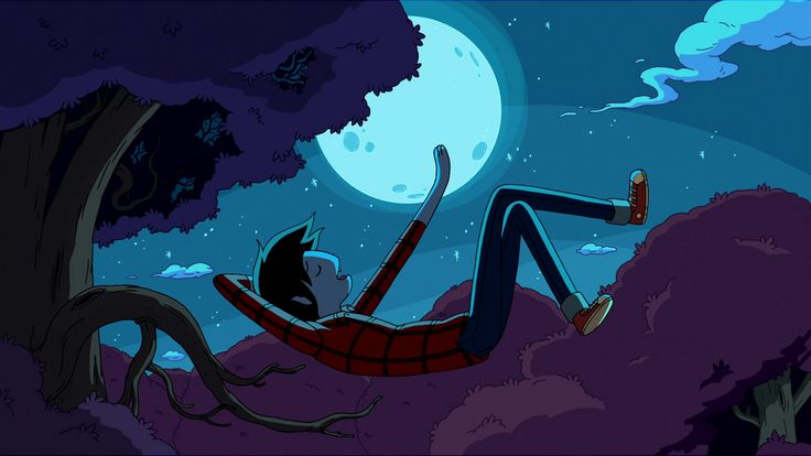 a man laying in a hammock on top of a tree under a full moon