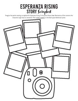 an image of a camera and some pictures on the cover of a coloring book with words describing