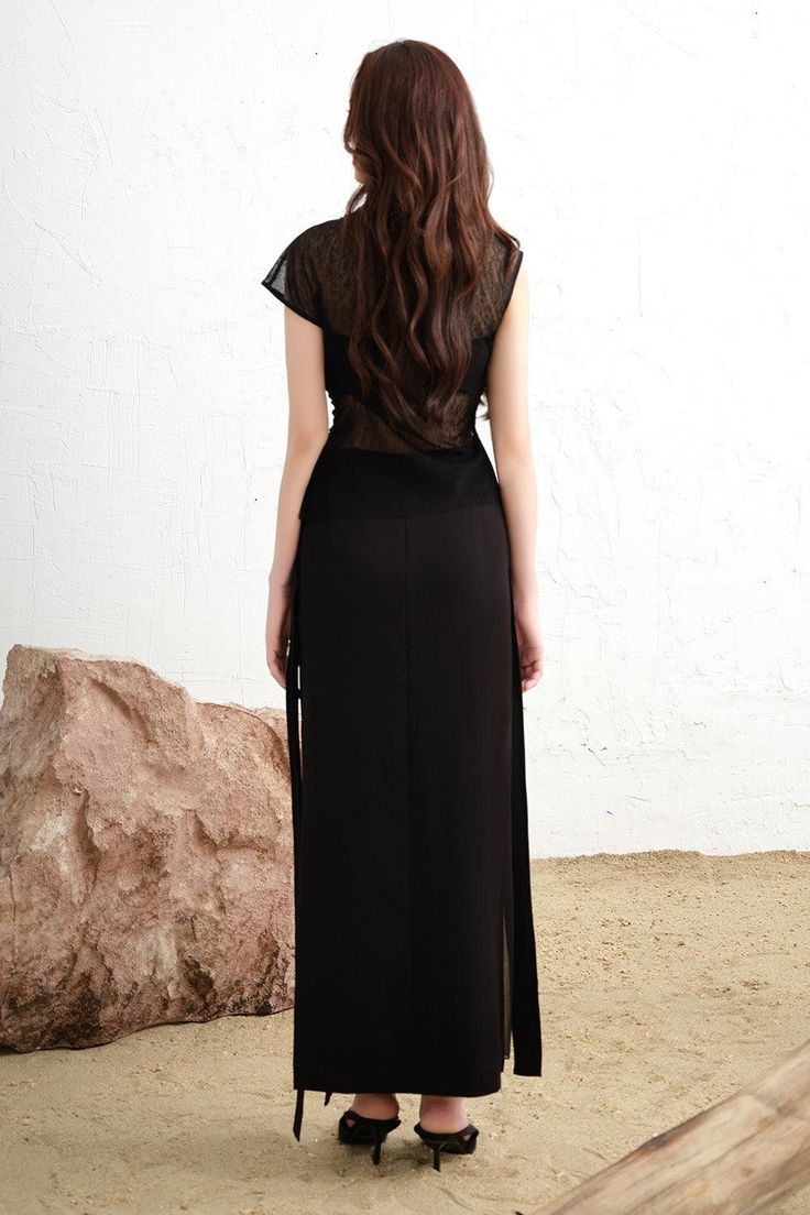 Women's Orla Sheath Extended Flap Twill Silk Ankle Length Skirt XS/S/M/L/XL Black MEAN BLVD Sheer Long Skirt For Evening, Evening Sheer Maxi Skirt, Evening Sheer Long Maxi Skirt, Sheer Flowy Maxi Skirt For Evening, Sheer Flowy Evening Maxi Skirt, Sheer Maxi Skirt For Evening, Black Silk Maxi Skirt For Spring, Black Sheer Maxi Skirt For Evening, Sleek Black Silk Maxi Skirt