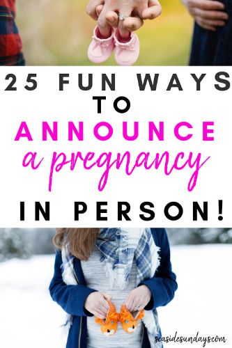 two people holding hands with the text 25 fun ways to announce a pregnant in person