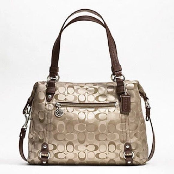 Nwt Coach Signature Alexandra Satchel Bag F17580 Msrp $358 Sv/Khaki/ Multicolor G1193-F17580 This Coach Alexandra Satchel Is Absolutely Gorgeous With The Multi Tone Coach C's On A Khaki Background. This Bag With Your Timeless Classic Colors Will Go With Everything And Never Go Out Of Style. Every Coach Bag Is Expertly Made Of The Finest Materials With Impeccable Craftsmanship And You Will Enjoy Your Bag For Years To Come. Zip Top Closure, Silver Tone Hardware, Coach Hang Tags Double Handles With Gold Coated Canvas Satchel Shoulder Bag, Gold Coated Canvas Bag With Double Handle, Gold Coated Canvas Satchel Bag, Gold Bags With Handles For On-the-go, Gold Bags With Gold-tone Hardware In Coated Canvas, Gold Bags With Gold-tone Hardware And Coated Canvas, Coach Gold Satchel With Detachable Strap, Coach Gold Leather Satchel, Gold Coach Leather Satchel