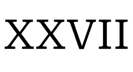 the word xxviii written in black on a white background