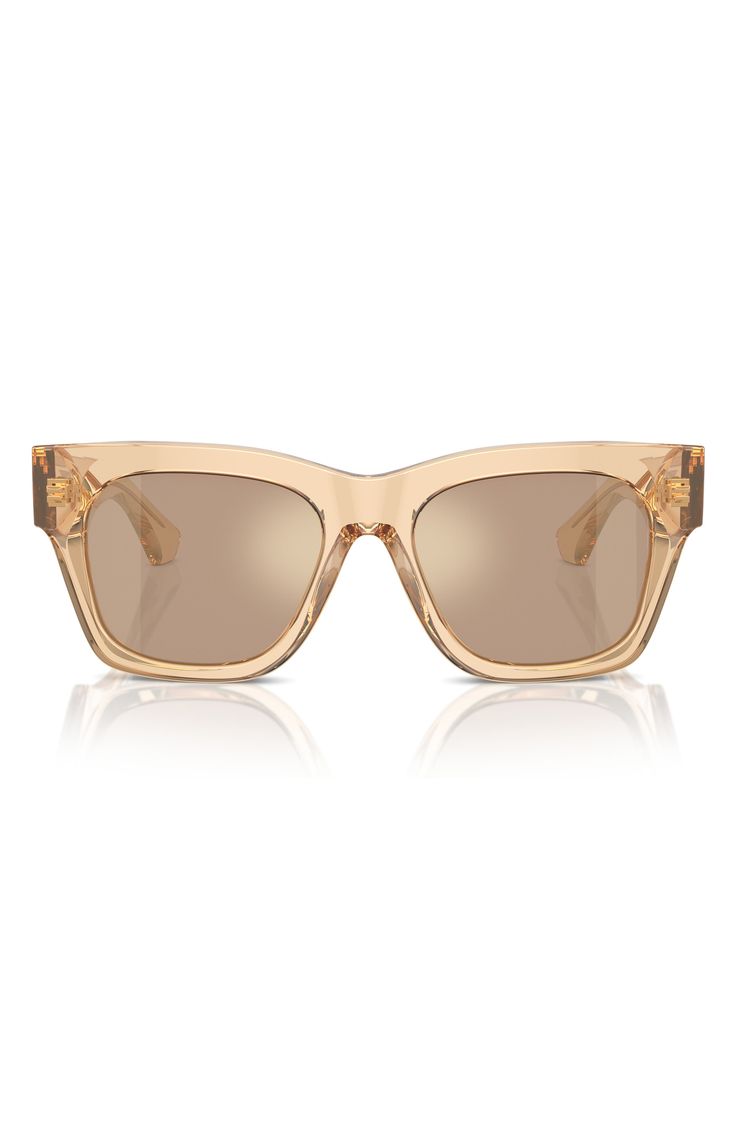 A glossy, translucent frame adds eye-catching appeal to these Italian-made square sunglasses styled with wide, angular temples. 52mm lens width; 18mm bridge width; 140mm temple length 100% UV protection Prescription-compatible Acetate Made in Italy Classic Clear Cat Eye Sunglasses With Mirrored Lenses, Clear Cat Eye Sunglasses With Gradient Lenses, Square Frame Shield Sunglasses With Tinted Glass Lenses, Square Frame Clear Sunglasses With Mirrored Lenses, Square Frame Clear Cat Eye Sunglasses With Tinted Lenses, Rectangular Clear Sunglasses With Mirrored Lenses, Clear Square Frame Sunglasses With Mirrored Lenses, Clear Rectangular Sunglasses With Mirrored Lenses, Clear Square Framed Sunglasses With Mirrored Lenses