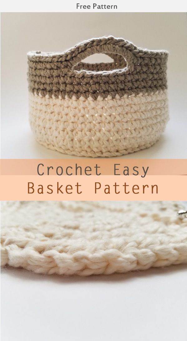 crochet basket pattern with text overlay that reads, crochet easy basket pattern