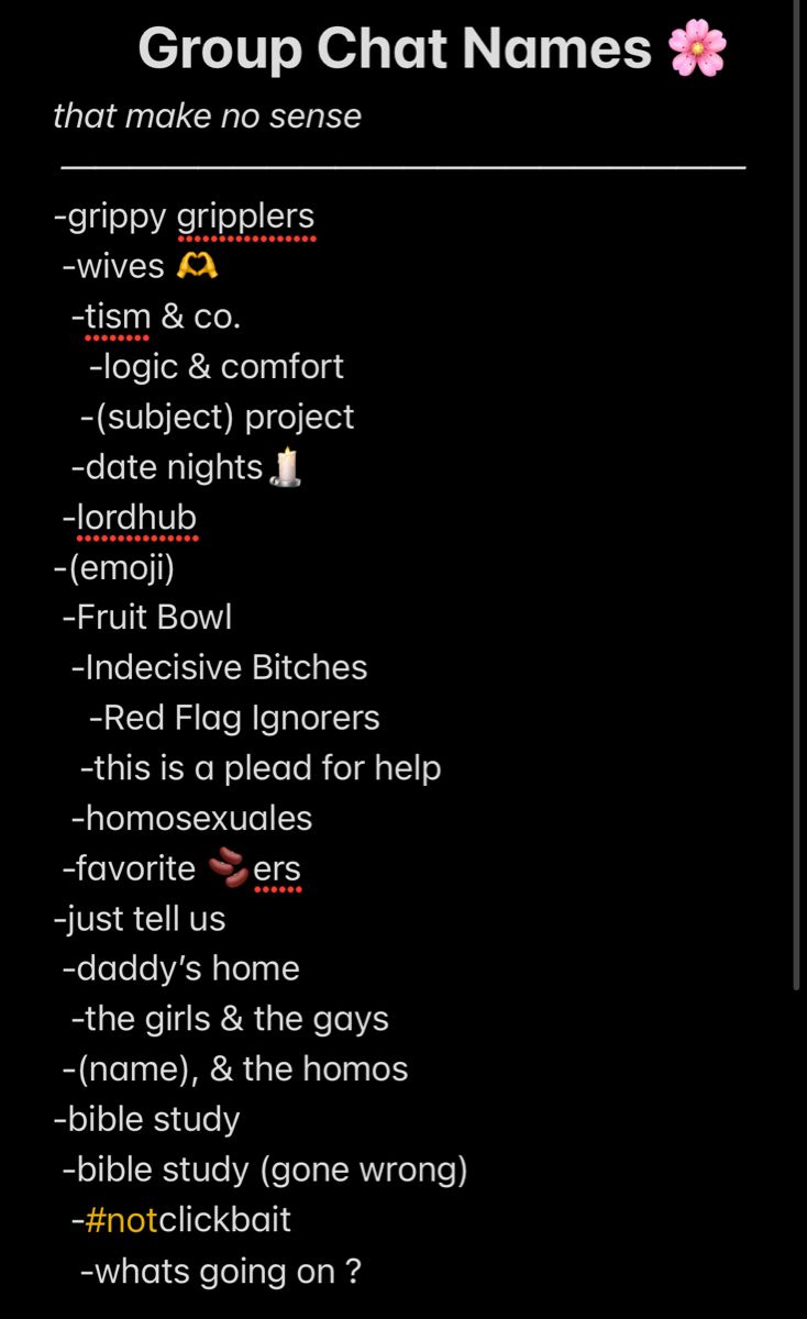 the group chat names list is shown in red and black, with pink flowers on it