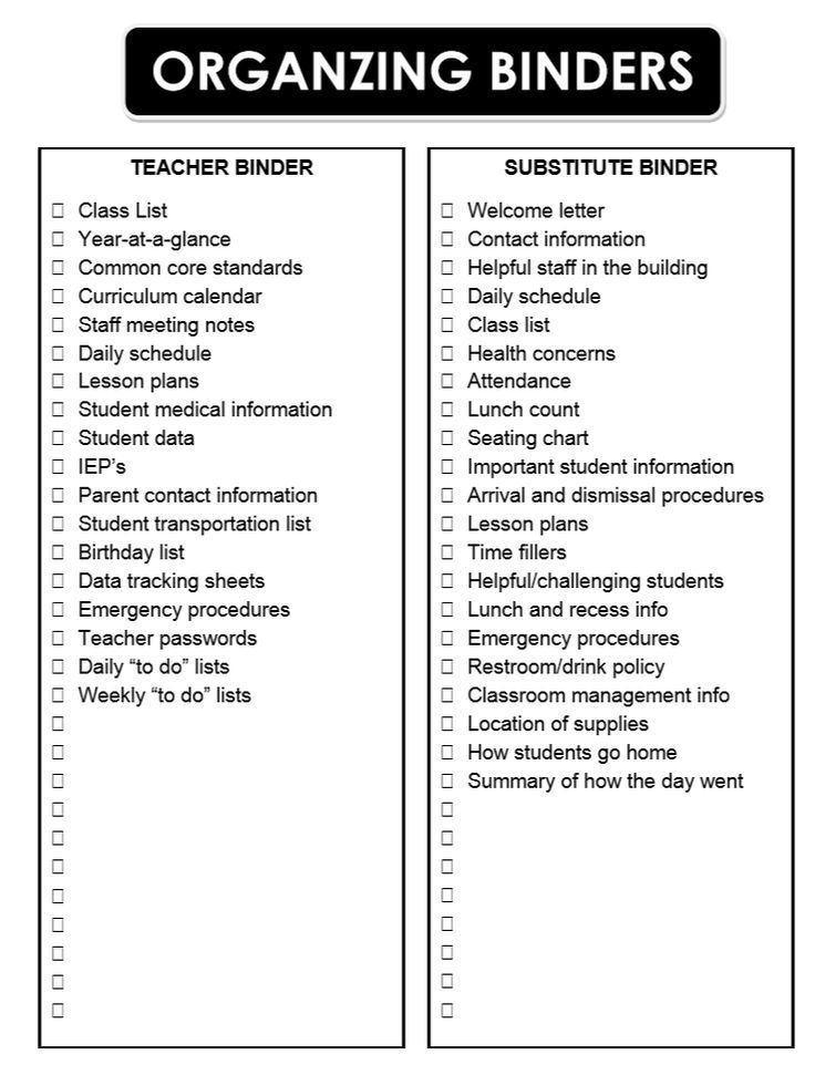 an organized binder with the words organizing binders in black and white on it