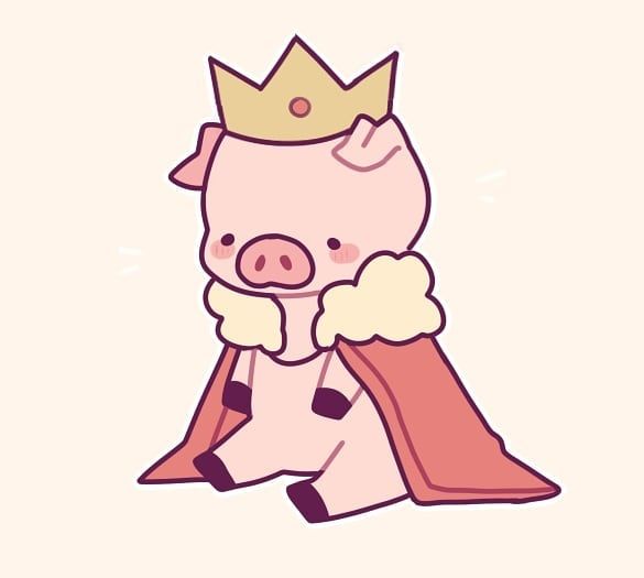 a cartoon pig with a crown on its head