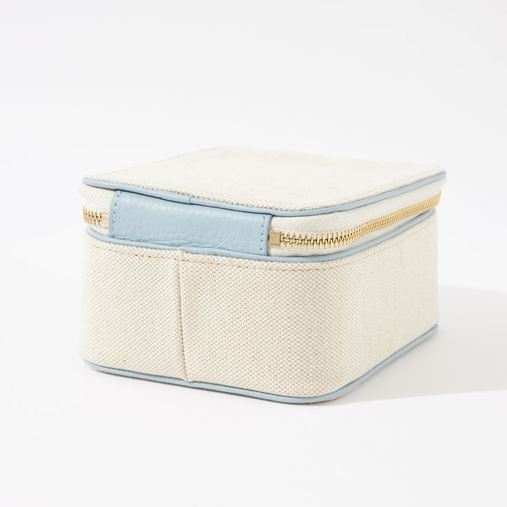 Meet the Jewelry Case- your perfect partner in crime for weekend getaways and vacations alike. Fabricated in our durable (and cleanable!) natural canvas and finished with a pebbled leather trim, the Jewelry Case is as pretty as it is functional. Complete with zip pouches inside, there’s room for all your baubles. The padded pouches will keep each piece from scratching and protect your more delicate pieces. Packing just got more fun! Mini Jewelry, Padded Pouch, Perfect Partner, Zip Pouch, Jewelry Case, Steel Blue, Weekend Getaways, Leather Trim, Pebbled Leather