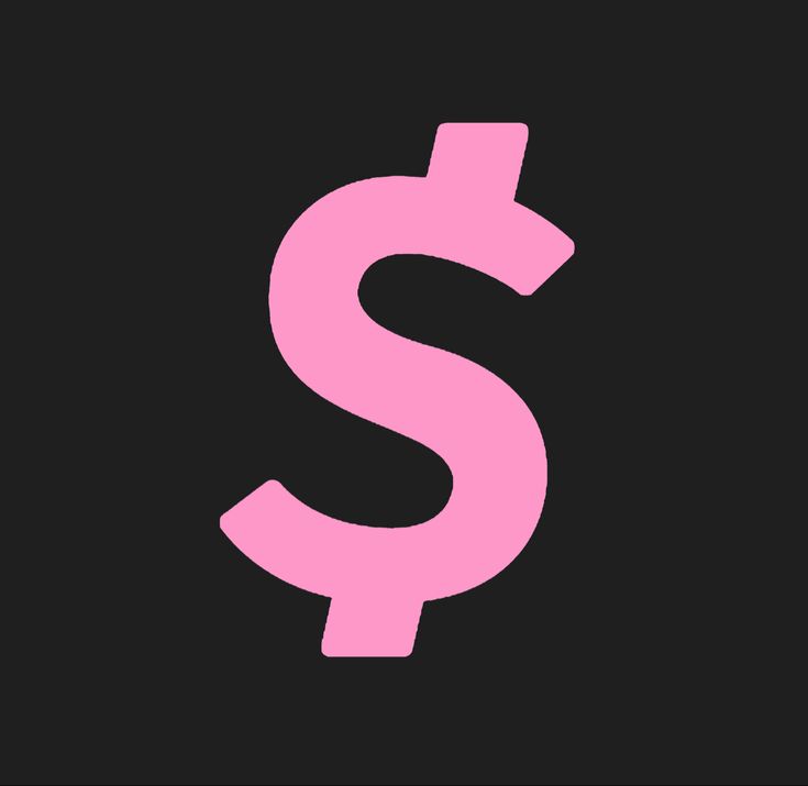 a pink dollar sign on a black background