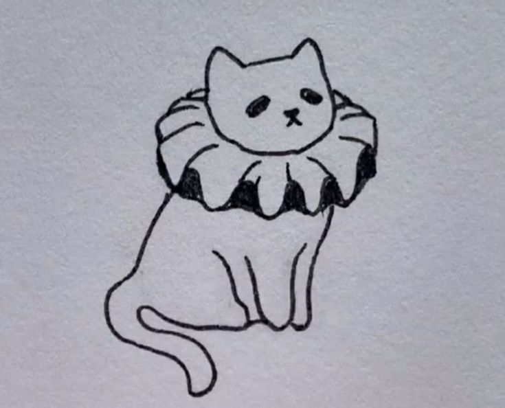 a black and white drawing of a cat