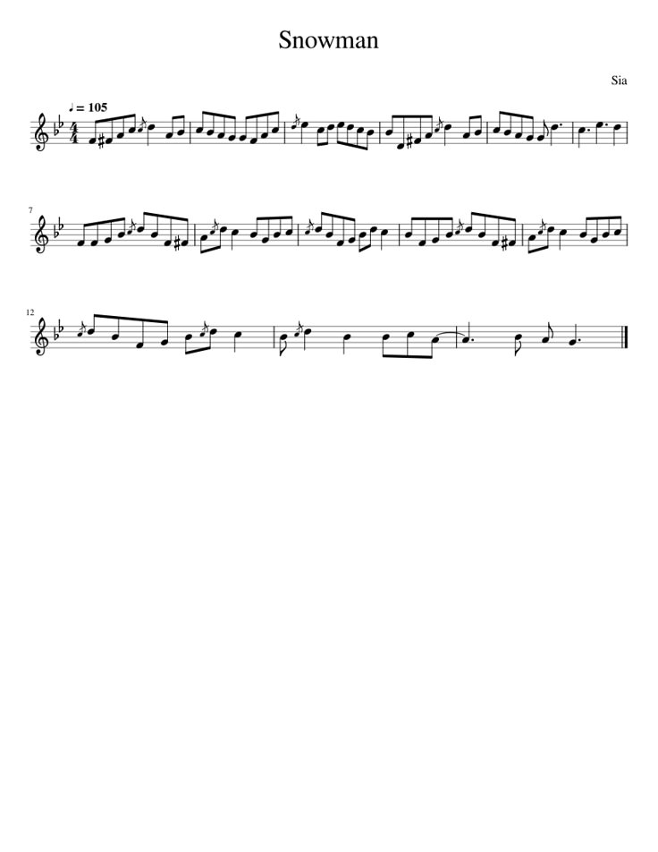 sheet music with the words snowman on it