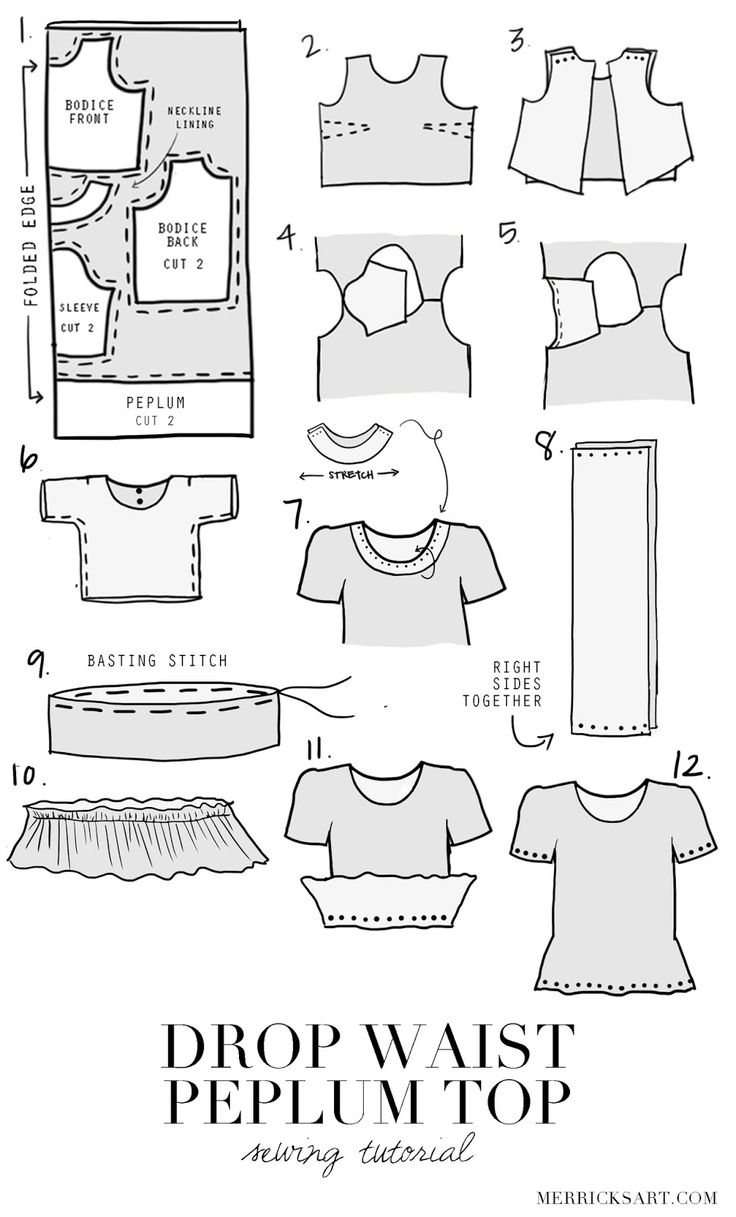 sewing pattern for a top with ruffles