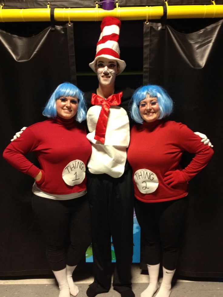 three people dressed up as the cat in the hat and dr seusster costume