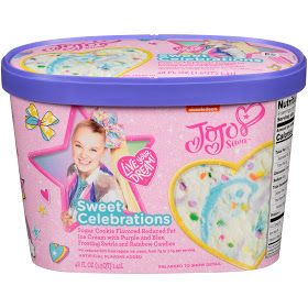 jojo's sweet celebrations ice cream with sprinkles in pink container