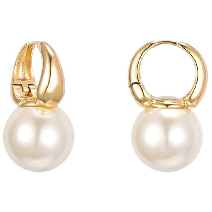 New Elegant Pearl Earrings for Women in 14K Gold Plated (14mm, White, – Huge Tomato Big Pearl Earrings, Hot Earrings, Handmade Pearl Jewelry, Pearl Earrings Designs, White Champagne, Classic Vibe, Pearl Accessories, Big Pearl, Gold Alloys