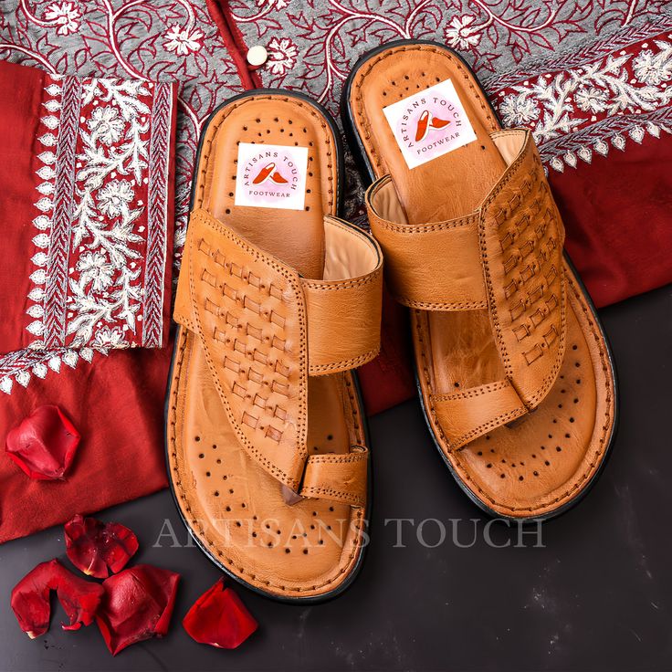 Introduction: Step into tradition and style with our meticulously crafted Kolapuri Ethnic Spartan Design Sandals for men. Handmade with care and attention to detail, these sandals are the epitome of comfort, durability, and timeless elegance.  Crafted from premium soft leather in a classic tan color, these sandals are not only stylish but also skin-friendly, ensuring maximum comfort even during extended wear. The traditional Kolapuri design is adorned with intricate detailing, adding a touch of Traditional Brown Wear For Diwali, Brown Traditional Wear For Ceremonies And Festivals, Traditional Closed Toe Wedding Sandals, Brown Traditional Wear For Puja And Diwali, Traditional Brown Cutdana Wear, Traditional Wedding Sandals For Festive Occasions, Brown Open Toe Sandals For Wedding, Brown Traditional Wear With Cutdana For Puja, Traditional Closed Toe Toe Ring Sandals For Festivals