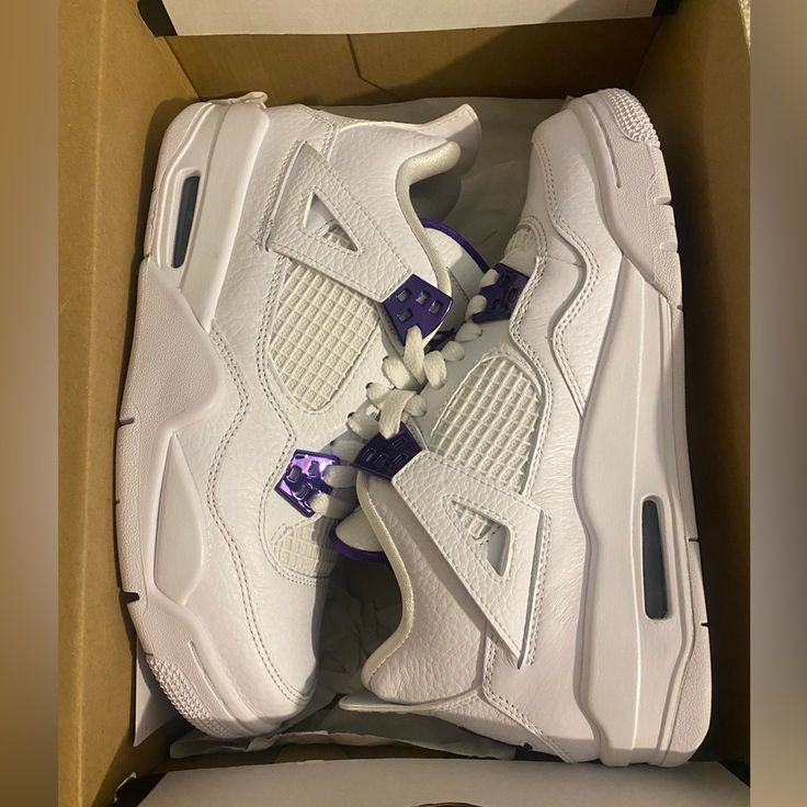 Air Jordan 4 Retro (Gs) Purple Metallic Size 6.5 Y (8 Women’s) Fantastic Condition Bought On Goat On Goat Now $719 Submit An Offer Jordan Metallic Purple, Jordan 4 Metallic Purple, Jordan 4 Metallic, Purple Metallic, Jordan 4 Retro, Womens Jordans, Air Jordan 4, Air Jordan 4 Retro, Metallic Colors