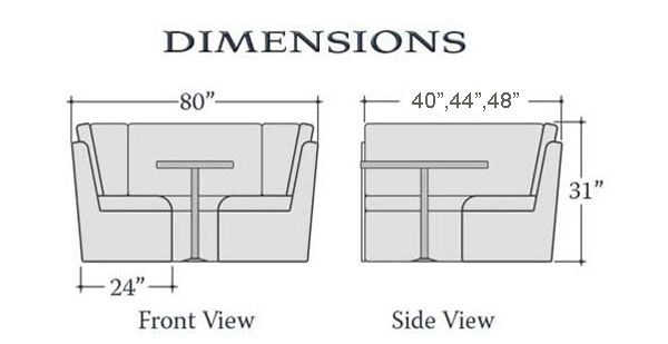 two chairs and a table are shown with measurements for the seating area on each side