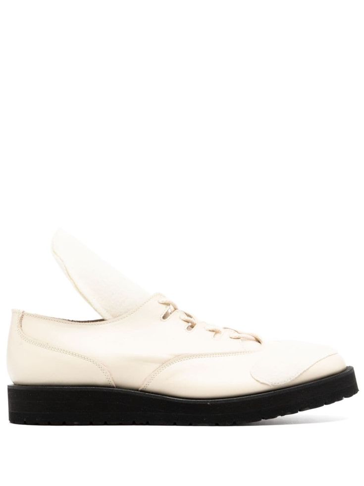 cream white calf leather front lace-up fastening panelled design round toe Vibram® sole ridged rubber sole branded leather insole Balenciaga Track, Balenciaga Triple S, Derby Shoes, Yohji Yamamoto, Espadrille Shoes, Party Shoes, Cream White, Fashion Watches, Calf Leather