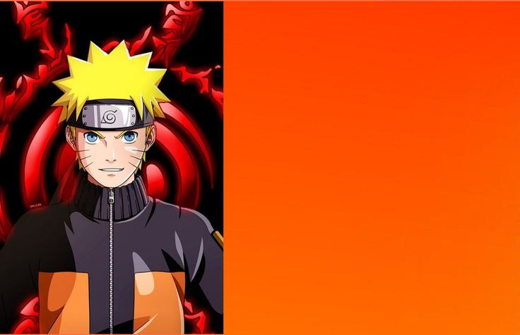 the character naruto is in front of an orange background