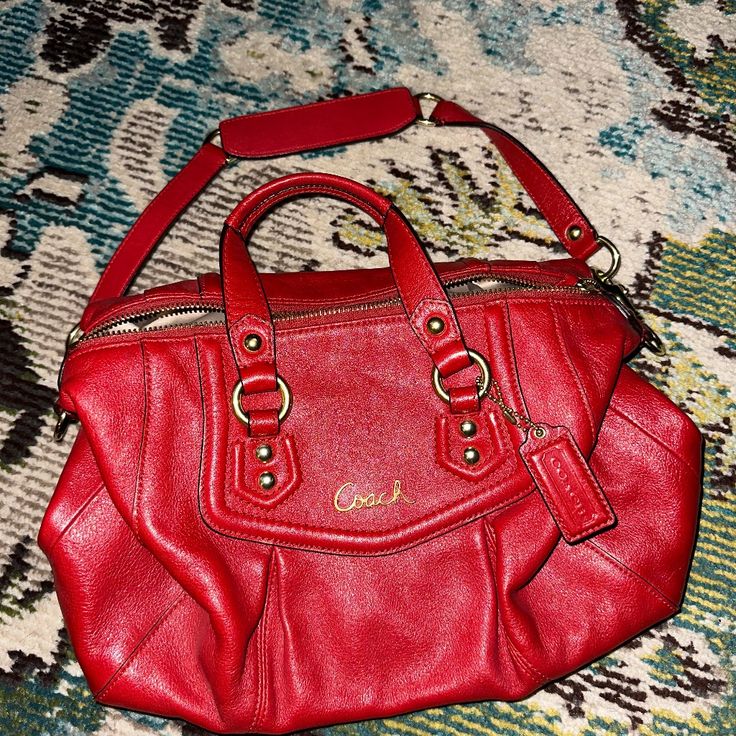 This Bag Has A Bold Pop Of Color, Is Clean Inside And Out, And Was Barely Used! Fun Bag To Mix And Match And Dress Up Or Dress Down! Red Coach Satchel, Chic Red Satchel For Errands, Chic Red Coach Bag, Coach Red Satchel With Detachable Strap, Coach Red Satchel With Detachable Handle, Coach Red Satchel Bag, Coach Red Shoulder Bag With Adjustable Strap, Red Coach Shoulder Bag With Detachable Handle, Coach Red Satchel For Everyday Use