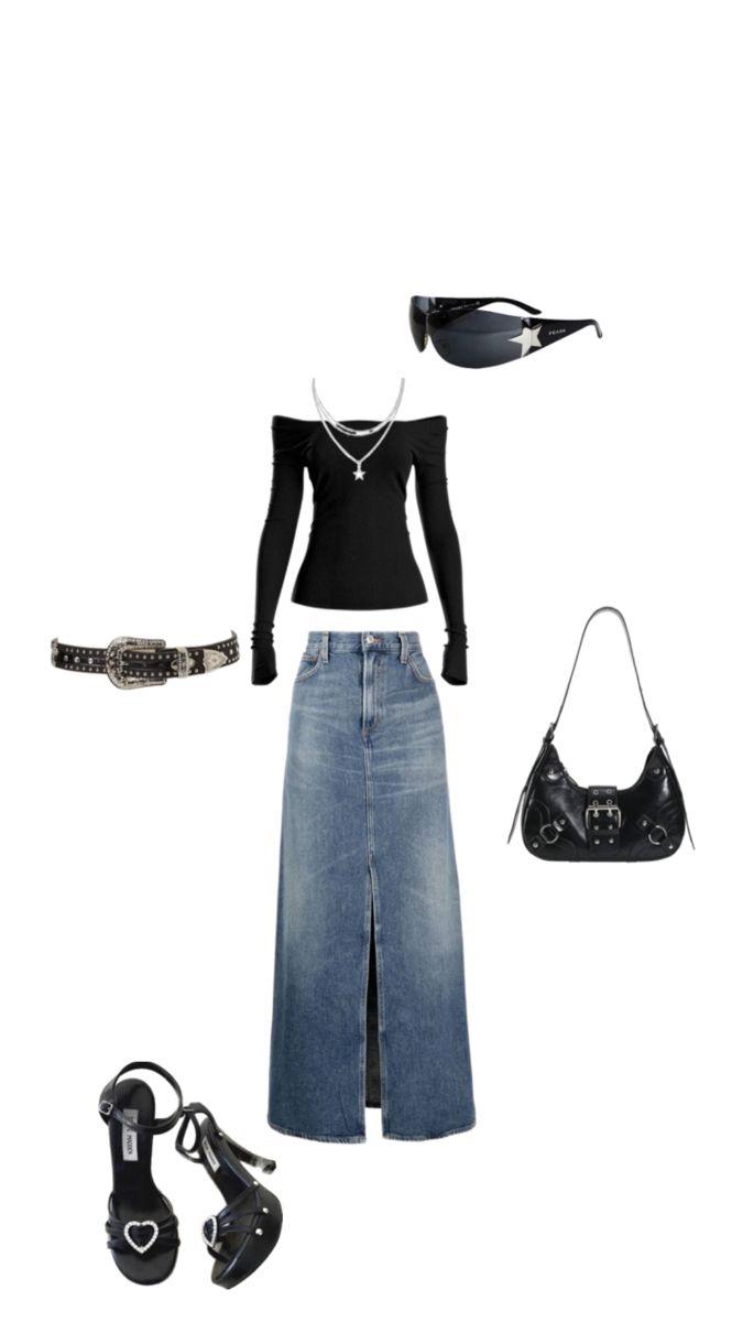 y2k outfit Y2k Denim Skirt Outfit, Maxi Denim Skirt Outfit, Y2k Denim Skirt, Denim Skirt Outfit, Maxi Denim Skirt, Denim Skirt Outfits, Y2k Denim, Denim Maxi Skirt, Skirt Outfit