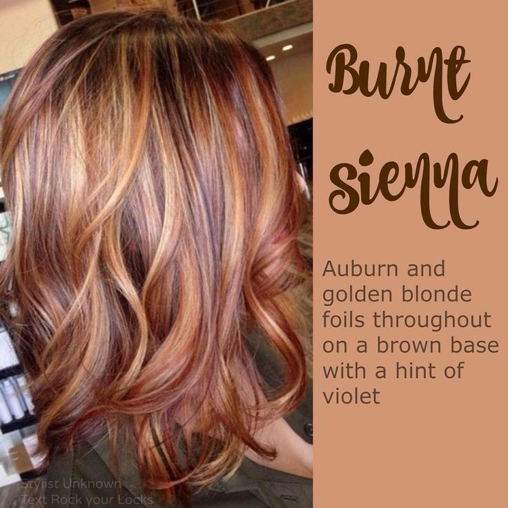 Burnt sienna hair color. Blonde Foils, Red And Blonde, Rambut Brunette, Hair Color Auburn, Hair Color Highlights, Trendy Hair Color, Auburn Hair, Hair Color And Cut, New Hair Colors