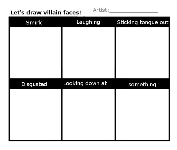 a black and white graphic with the words'let's draw villain faces '