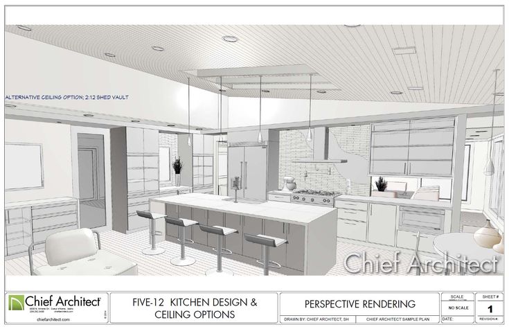 Five-12 Kitchen Kitchen Peninsula Bar, Peninsula Bar, Ceiling Options, Kitchen Peninsula, 3d Design Software, Home Design Software, Chief Architect, Bar Seating, Architectural Drawings