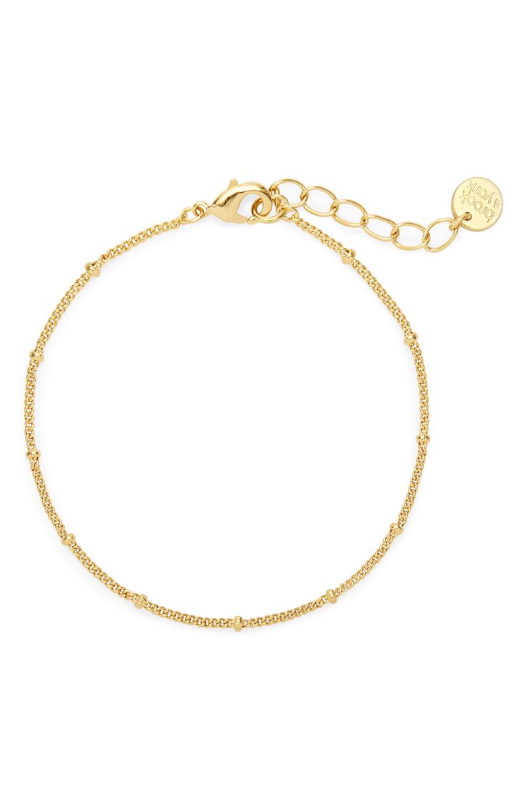 Stationed beads detail a slender chain-link bracelet in gleaming 14-karat-gold plate. Style Name:Brook And York Madeline Chain Bracelet. Style Number: 6247819. Elegant Adjustable Chain Link Bracelet, Adjustable Elegant Chain Link Bracelet, Adjustable Gold-tone Bracelet With Delicate Chain, Classic Adjustable Bracelet With Delicate Chain, Adjustable Gold-plated Chain Charm Bracelet, Gold-tone Bracelets With Delicate Chain, Classic Delicate Chain Gold Plated Bracelet, Adjustable Gold Plated Chain Charm Bracelet, Dainty Link Chain Bracelet With Extender