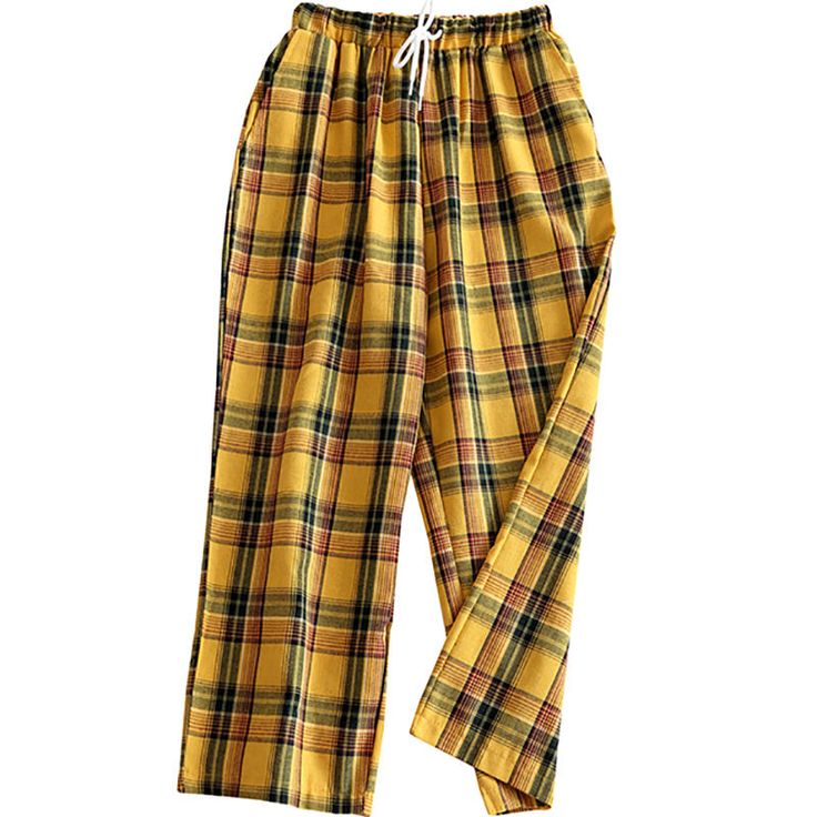 Casual Plaid Pants at Boogzel Apparel Yellow Plaid Pants, Boogzel Apparel, Converse Outfit, Egirl Fashion, Pants Gift, Korean Fashion Outfits, Embroidered Tee, Korean Fashion Trends, Pj Pants