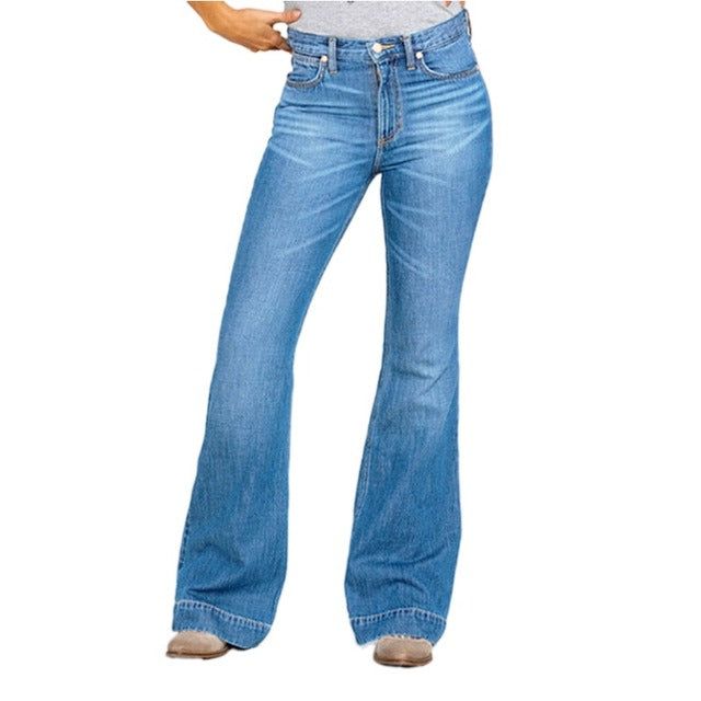 High Wasted Jeans, Bootleg Jeans, Blue Flare Jeans, Basic Blouses, Suits Clothing, Outwear Coat, Flare Denim Jeans, Bottom Jeans, Bell Bottom Pants