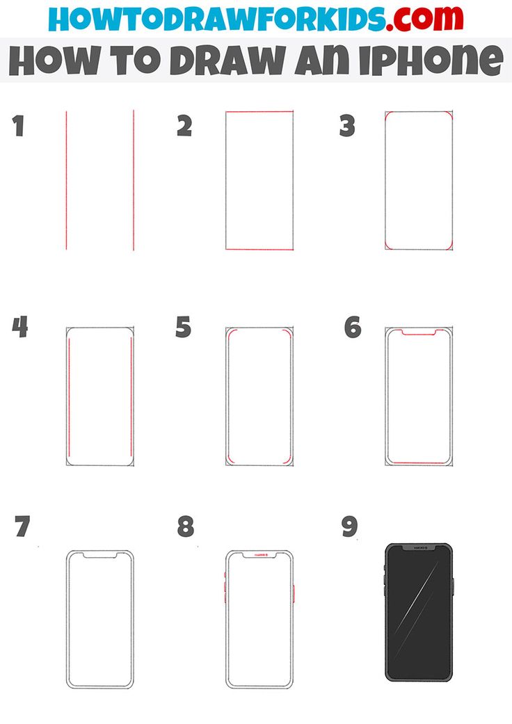 the instructions for how to draw an iphone with pictures and text in each step by numbers