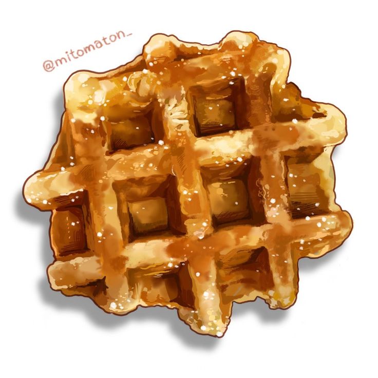 a drawing of a waffle with syrup on it