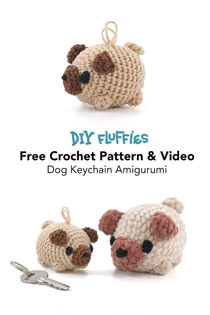 two crocheted stuffed animals sitting next to each other with the words free crochet pattern and video