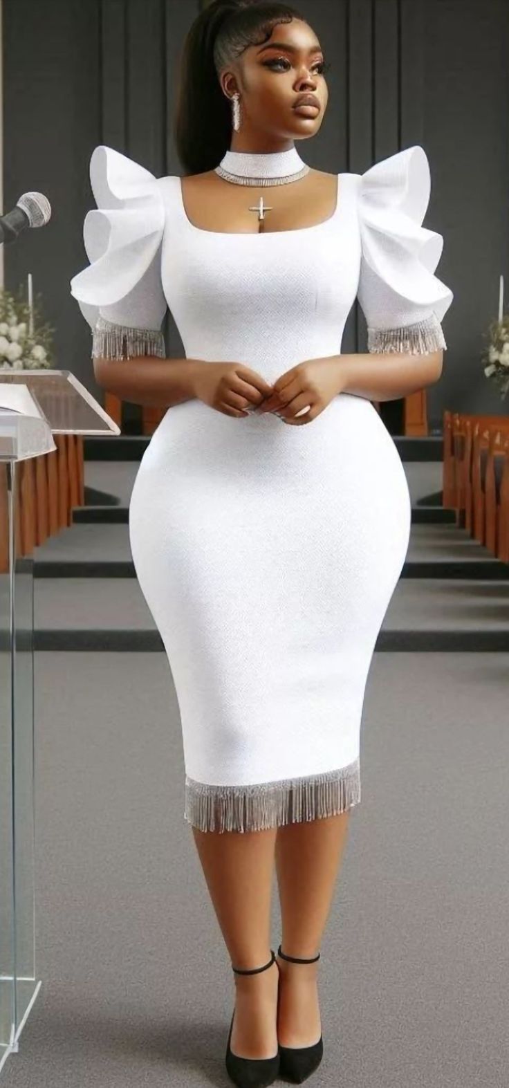 Dress Rehersal Outfits, African Styles For Ladies, Classy Dress Outfits Graduation, White Gown Styles For Ladies, White Lace Dress For Wedding Guest, Guest Wedding Dress Ideas, Ladies Gown Designs, African Design Dresses Classy Wedding, Church Wears For Ladies