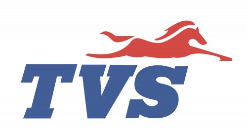 the tvs logo is shown in red and blue