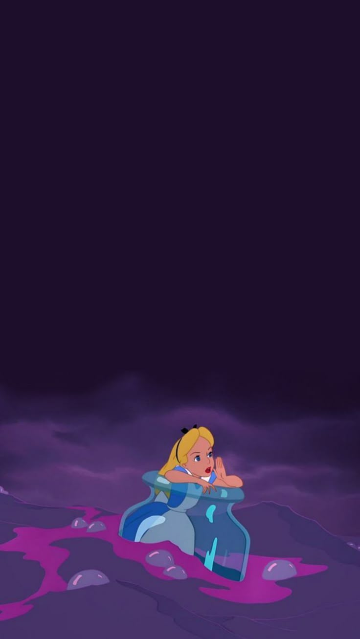 the little mermaid is sitting on top of a bottle in the water with bubbles around her