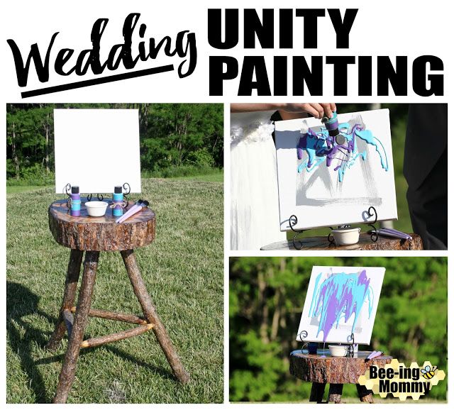 a collage of photos with the words wedding untidy painting on it and an easel