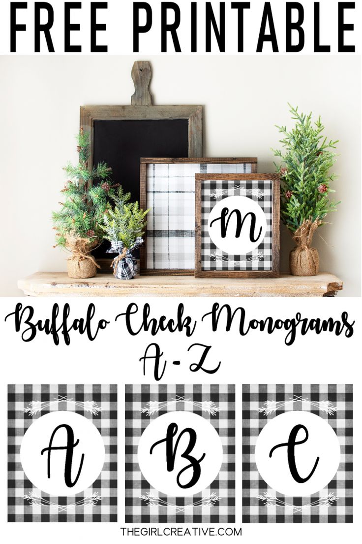 the free printable buffalo plaid monograms are perfect for any type of decor