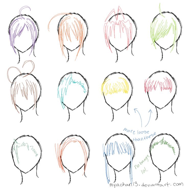 Hair Ref - 12 Bangs by ~MyaChan13 on deviantART Side Bangs Drawing, Bangs Art Reference, Anime Bangs Reference, Swoopy Hair, Front Bangs Hairstyles, Anime Bangs, Haircut Drawing, Demon Reference, Bangs Haircut