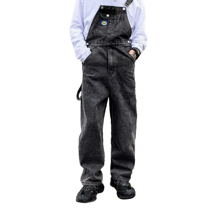 Introducing the 2023 Spring-Summer Collection of urban slouchy men's jean jumpsuits. designed for the bold and daring fashionista! Our street style jumpsuits are crafted with stonewashed denim and baggy details to bring you a timeless look that will take your style to the next level.Distinctive Features: Stonewashed Denim: Crafted from premium stonewashed denim with a soft and comfortable feel. this jumpsuit is designed to last. Baggy Fit: Boasting a relaxed baggy fit. our jumpsuit offers a laid Casual Black Straight Leg Overalls, Casual Washed Black Overalls For Spring, Casual Black Baggy Overalls, Casual Cargo Jeans Overalls, Casual Washed Black Denim Jumpsuit With Pockets, Casual Washed Black Cotton Overalls, Casual Washed Black Jumpsuits And Rompers With Pockets, Casual Baggy Straight Leg Overalls, Casual Washed Black Denim Jumpsuit Overall