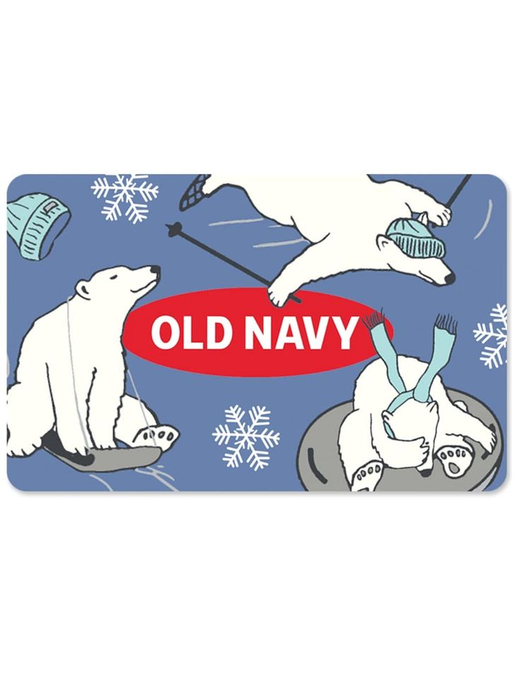 an old navy sticker with polar bears and snowflakes on the back ground