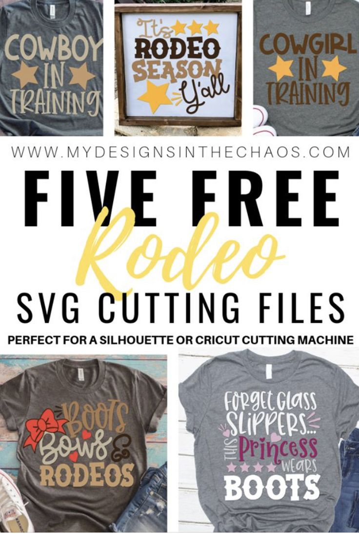 five free rodeo svg cutting files for silhouette or cricut cutting machines with the title