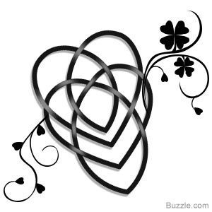 an artistic design with four leaf clovers on it's side, in black and white