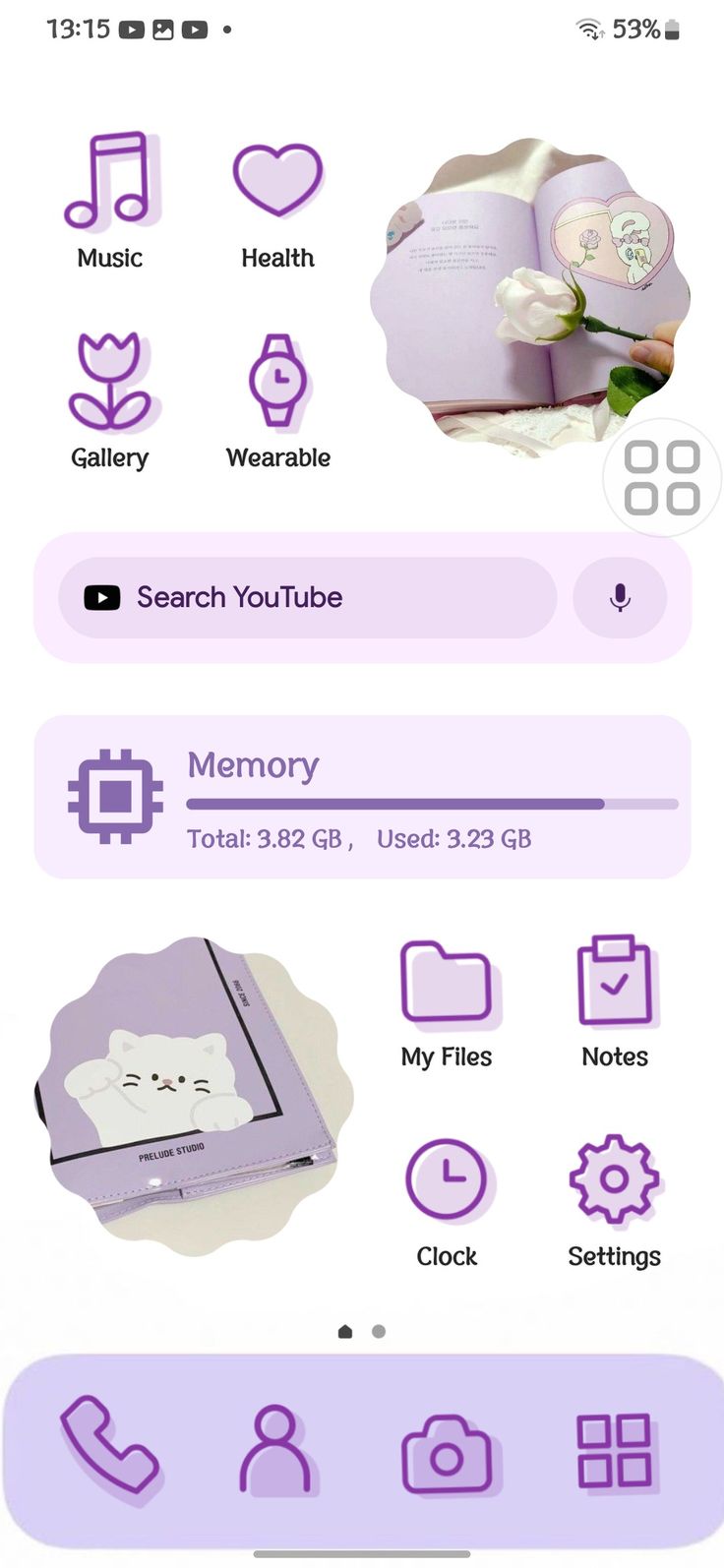 an image of a cell phone screen with the text hello kitty in purple on it