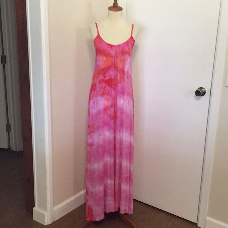 This Is A Brand New Love Tanjane Dress. Soft And Stretchy Material. Intentionally Raw Edges. Slightly Higher In The Front Than The Back. Measures 14.5 Inches Across The Bust And Is About 55 Inches In Length On The Front Side And 59 Inches In Length On The Backside. Made In Southern California And Hand Dyed. Price Is Firm. Thanks For Looking. Pink V-neck Sundress Maxi Dress, Summer Daywear Fitted Maxi Dress, Pink Sleeveless Summer Maxi Dress, Pink Backless Maxi Dress For Spring, Pink Fitted Midi Dress For Summer, Pink Sleeveless Maxi Sundress, Pink Sleeveless Sundress Maxi Dress, Flowy Pink Sleeveless Maxi Dress, Fitted Pink Summer Sundress