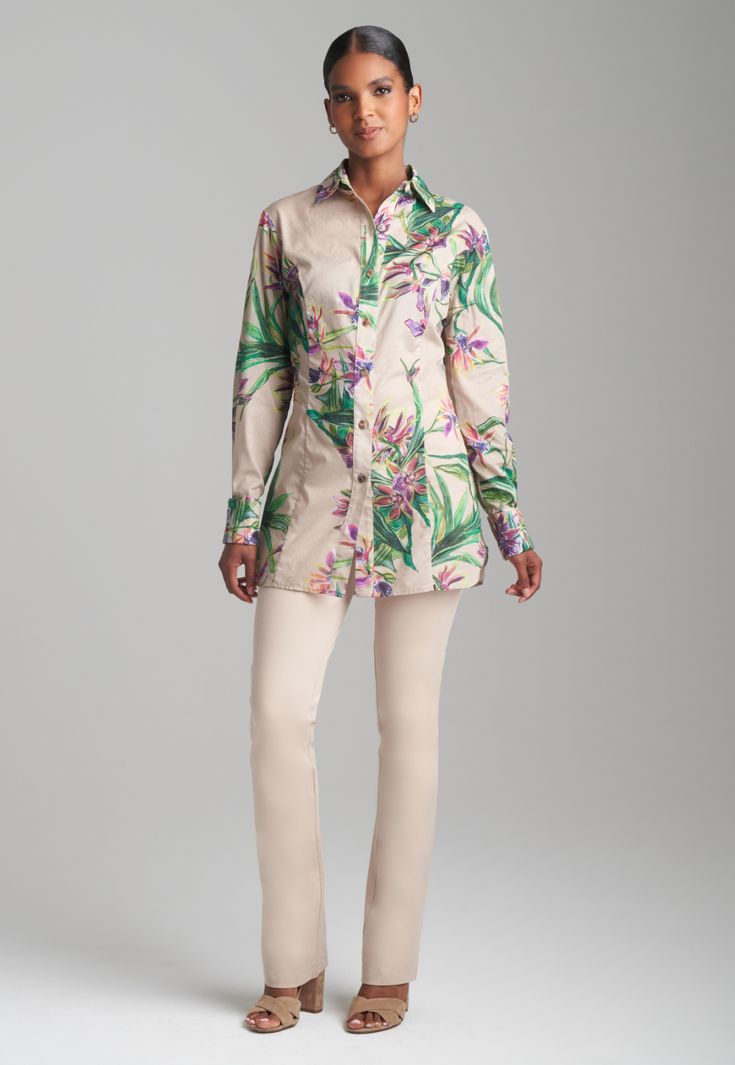 A relaxed take on the classic cotton button-down, our Annie Blouse is everything you want to wear, whether hosting a small group of friends for lunch or enjoying an intimate dinner for two. Featuring our Regalia print, this signature blouse styles well with white jeans for a casual look or slim cut silk pants for dressier occasions. Button front and cuffs Oversized cuffs Cotton Voile Fabric Machine Washable Made in NYC Model is 5'9 wearing size XS Women owned, family run. Handmade, breezy fabric Elegant Floral Print Blouse With Relaxed Fit, Feminine Blouse With Spread Collar For Spring, Elegant Printed Relaxed Fit Blouse, Chic Floral Print Shirt For Daywear, Classic Printed Tops For Spring, Printed Shirt For Daywear, Elegant Printed Blouse With Spread Collar, Classic Printed Spring Shirt, Classic Spring Blouse With Floral Print