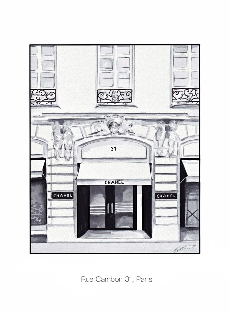 the entrance to rue carbon paris is shown in this black and white drawing by artist michael st