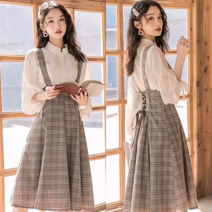 Old Fashion Dresses, Korean Fashion Dress, Vestidos Vintage, Fashion Attire, Modest Fashion Outfits, Moda Vintage, Girls Fashion Clothes, Fashion Mode, Mode Inspiration